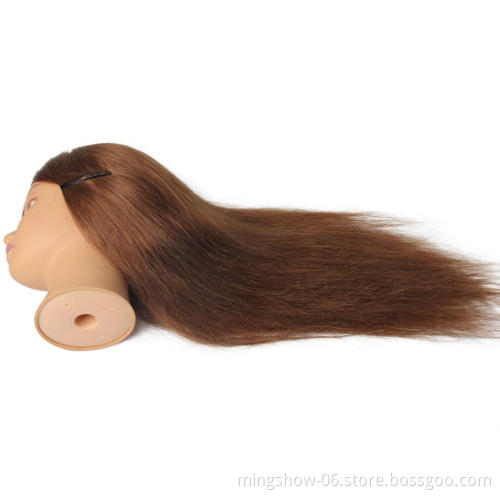 Cosmetology blonde color 100% real human hair mannequin training head for hairdressers
